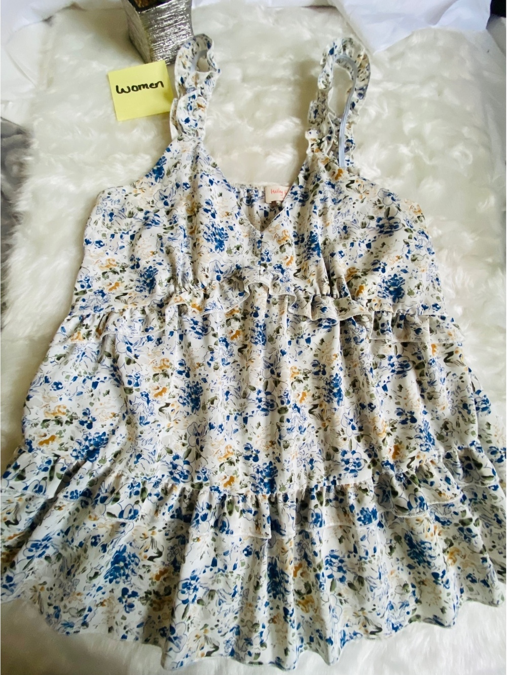 Hailey & Co Floral Ruffle Strap Tank Top Medium